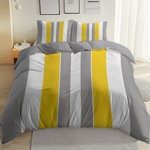 Printed Duvet Cover Set Queen Size - Grey 3 Pieces
