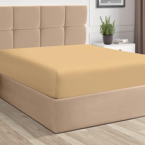 Pizuna Full Cotton Fitted Sheet 400 Thread Count Tan