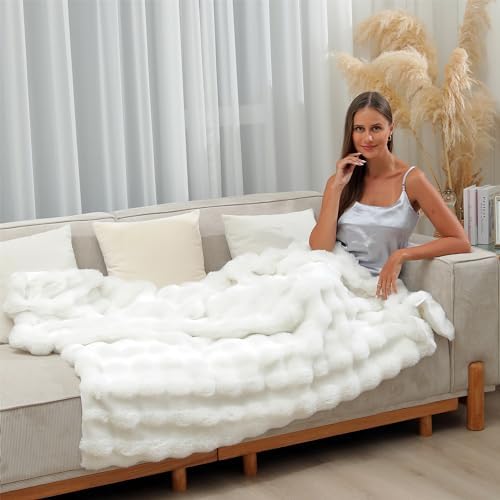 RYNGHIPY Faux Fur Throw Blanket Double Sided Thick and Warm Plush