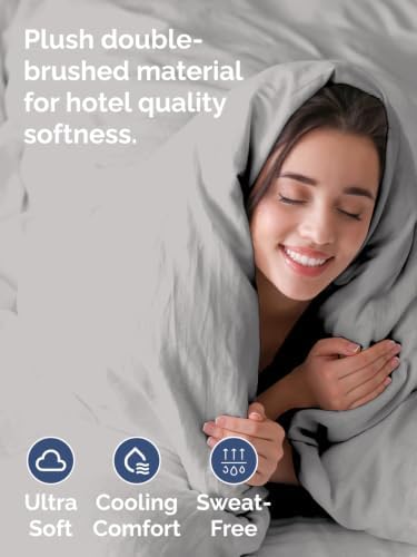 Duvet Cover Queen Size - 3 Piece with Zipper Closure - French Grey