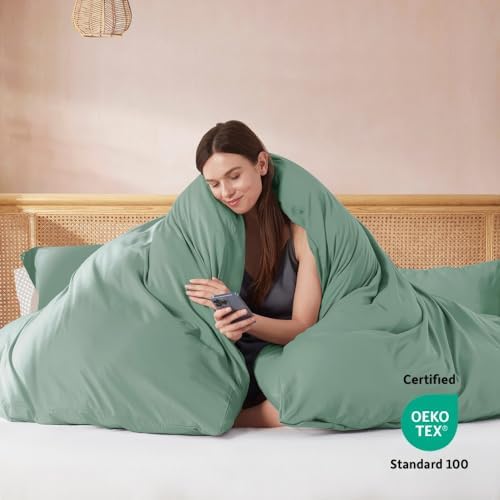 Nestl California King Duvet Cover Set with Comforter Insert - Sage