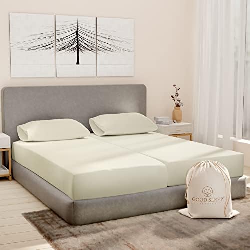 100% Cotton Split King Sheets Sets for Adjustable Bed, 5 Piece, Ivory