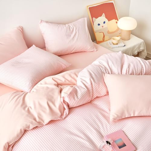 Wake In Cloud - Striped Cotton Duvet Cover Set, Ticking Stripe