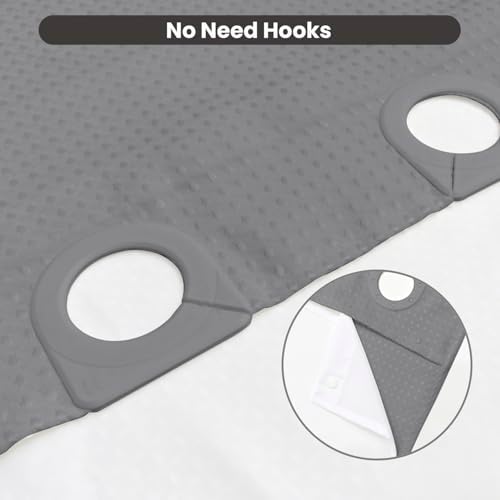 Inhousolu No Hook Shower Curtain with Removable Snap-in Liner, Waffle