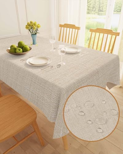 Rectangle Cream Farmhouse Tablecloth Waterproof & Stainproof