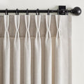 Extra Long Oatmeal Pinch Pleated Linen Curtain 108 Inch 2 Panel Living