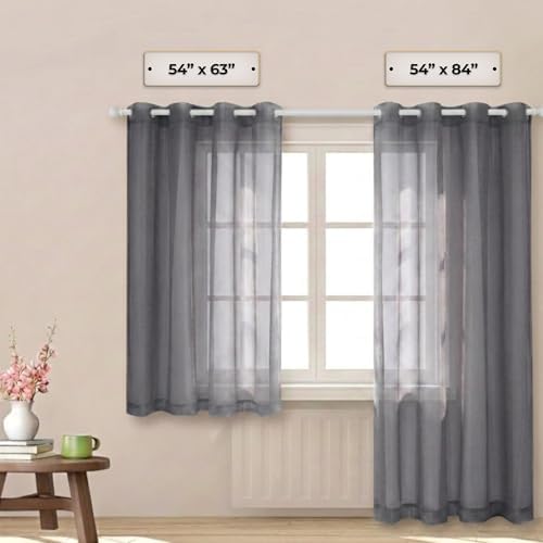 YHSF Grommet Sheer Curtains, Window Panels Set of 2, 54" W x 63" L