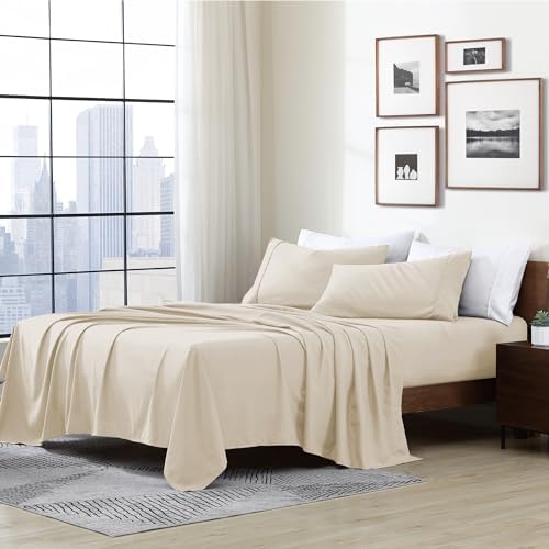 Cathay Home Queen Sheet Set, Ultra- Soft Microfiber Bed Sheets, Cream