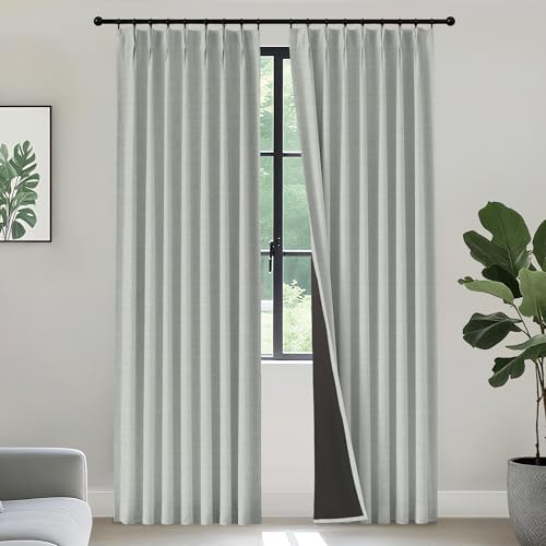 Gray Blackout Chenille Pinch Pleated Curtains 40x84in- Ultra Soft
