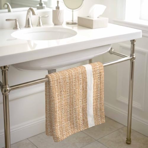 Cream Beige Stripe Kitchen Towels Set of 3, Vintage Classic Vertical