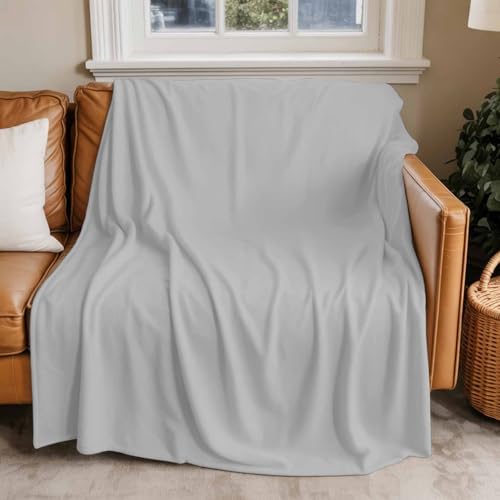 Fleece Blanket Gray Throw Blanket for Couch Sofa Simple Style Soft