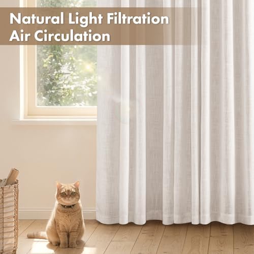 MIULEE Thick Linen Curtains, 42Wx108L, 2 Panels Nautral Light