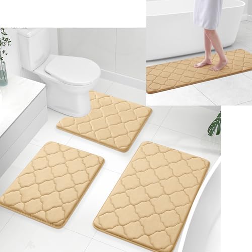 OLANLY Memory Foam Bath Rugs and Toilet Rug U-Shaped, Bath Rug Size
