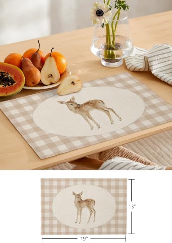 Resting Fawn Table Runner and Placemats Set of 6 Minimalist Farmhouse
