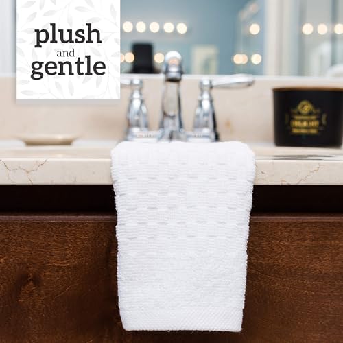 GREEN LIFESTYLE 12x12 inches Checker Washcloths 6 Pack, Soft, Durable