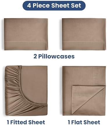 Martex 400 Thread Count Sheet Set, 4 Piece, Full Size, Tan