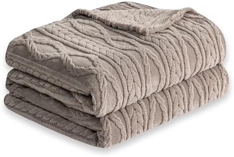 COOVA Taupe Fleece King Blanket for Bed - Super Soft Cozy Plush Fuzzy