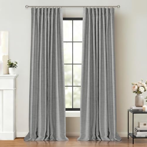 100% Blackout Shield Linen Textured Total Blackout Curtains 63 Inches
