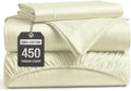 LANE LINEN 450TC Cotton Twin Sheets - Silky Smooth Sateen Weave, Ivory