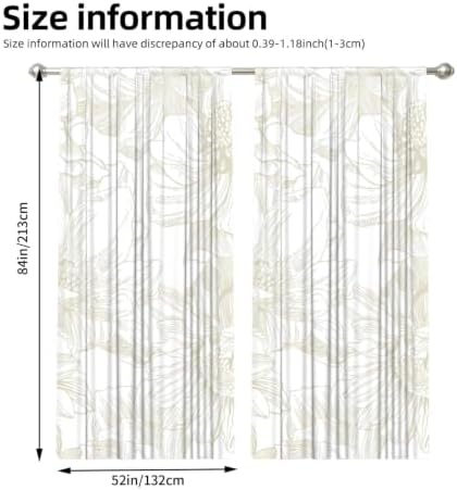 Light Filtering Rod Pocket Curtains 52x84 Inch 2 Panels For Living