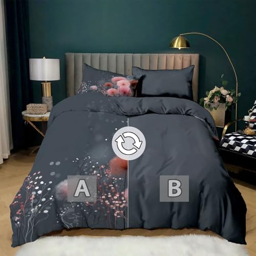 Minimalist Style Plant Dandelion Duvet Cover, Grey Microfiber Bedding