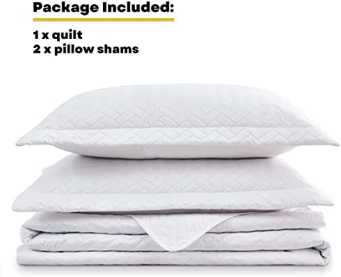 Maple&Stone White Quilt Set Queen Size, Lightweight Bedspread