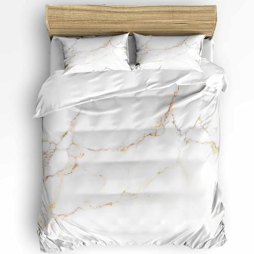 Duvet Cover Set Queen, Modern Marble Texture Abstract 3 Piece Bedding