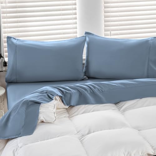 Kingnex Oversized King Flat Sheet 132x110 Top Sheet Only Blue