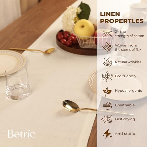 100% Pure Linen Extra Long Table Runner - 14 x 108 Inch Farmhouse