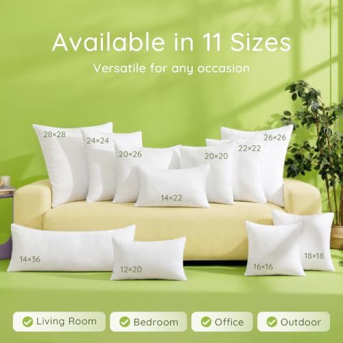 Ashler Hypoallergenic Throw Pillow Inserts, 18 x 18 Pillow Inserts Set