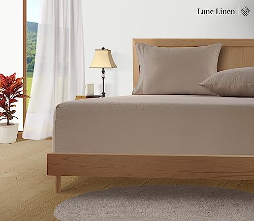 LANE LINEN 100% Cotton Twin XL Flannel Sheet Set - Soft Warmth - Taupe
