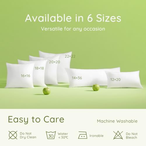 Ashler 18 x 18 Pillow Inserts, Hypoallergenic Throw Pillows Insert,Set