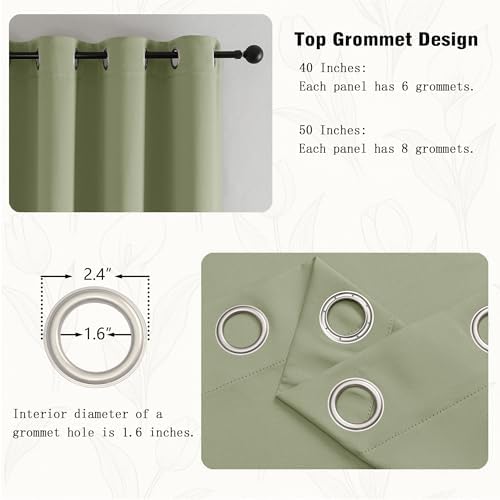 Simplebrand Sage Green Room Darkening Curtains for Bedroom Living Room