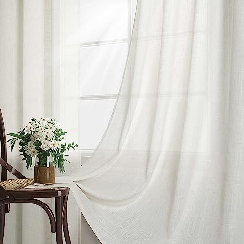 Aersas Extra Long Linen Curtains 108 Inches for Living Room Grommet
