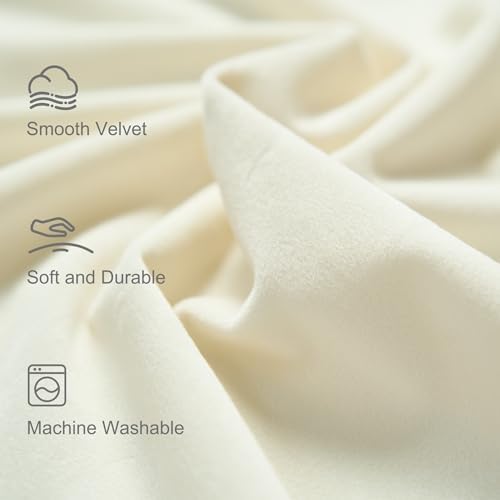 Lazzzy Ivory Velvet Extra Long Curtains 108 Inches Long Light