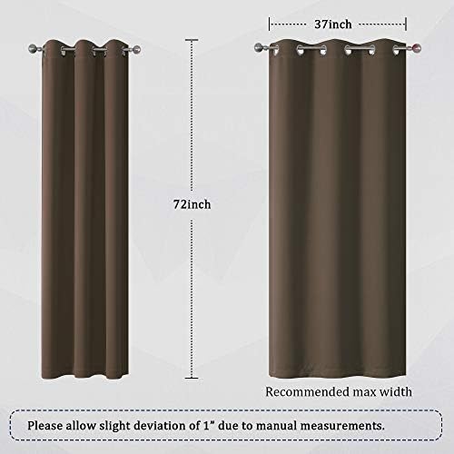 DUALIFE Brown Curtains 72 Inch Length 2 Panels Coffee Color Curtains
