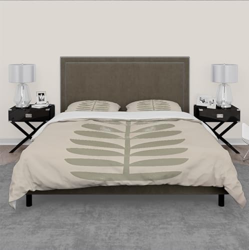 Minimalist Chic Botanical 3 Pieces Duvet Cover Set Vintage Sage Leaves