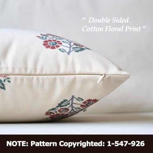 DOMVITUS Decorative Floral Pillow Covers 18x18 Set of 2 for Couch, Red
