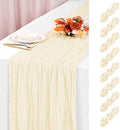YMHPRIDE 8 Pack Ivory Table Runner 20x120 inch Cheesecloth Table