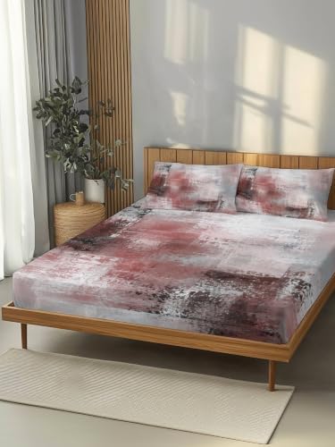 Fitted Sheets Elastic Deep Pocket Bed Sheet Twin XL Red Gray Graffiti