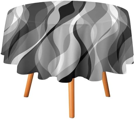 Grey Tablecloth Modern Abstract Black and Grey Striped Print Pattern