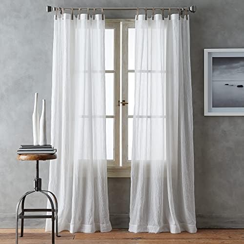 DKNY City Breeze Sheer Window Curtains Tab Top, 50 x 96, White, 2