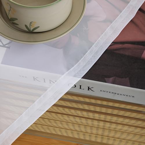 MYSTIC-HOME White Sheer Curtains 108 Inch Length, Elegant Sheer