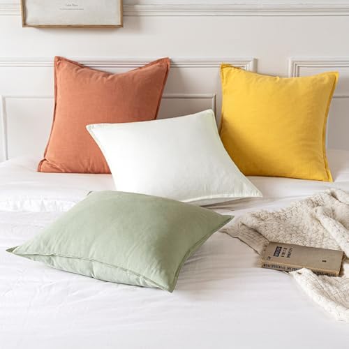 MIULEE Decorative Linen Pillow Covers 20x20 Inch Coral