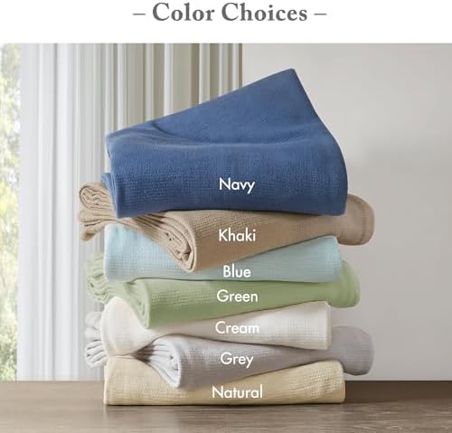 Madison Park 100% Cotton Breathable King Size Blanket for Bed, Grey