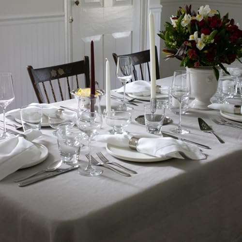 Huddleson Silver Grey Square Linen Tablecloth 72x72 Square Table Cloth
