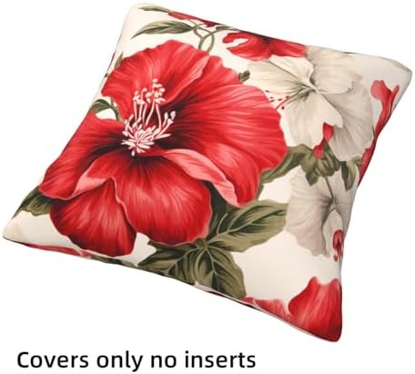 Vintage Chinoiserie Red Floral Throw Pillow Covers 18x18 in Set 4