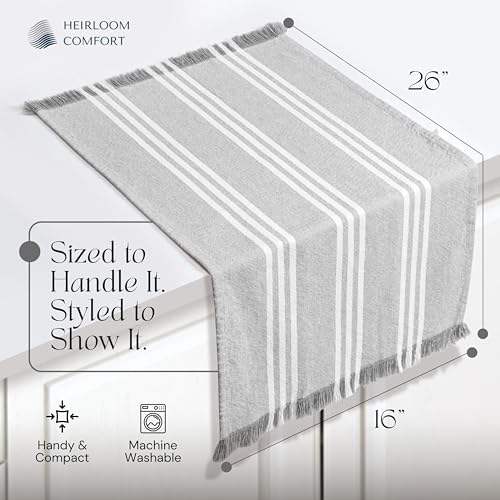 12 Pack Monochrome Stripe Kitchen Towels with Fringes, 16x26 Inch
