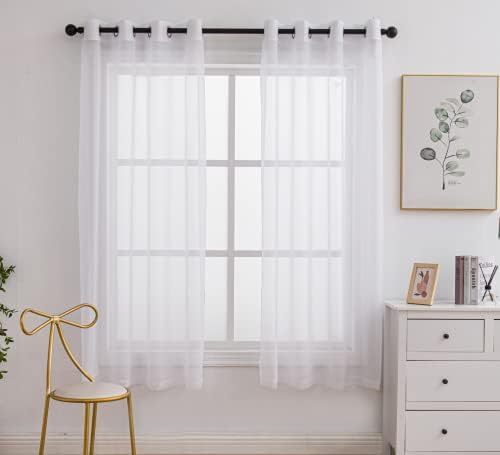 PI Beige Sheer Curtains Grommet Panels 72 Inches Long,Light Voile
