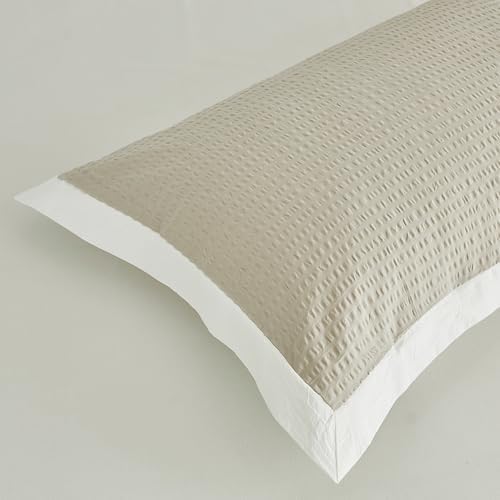 SUSYBAO Khaki Textured Duvet Cover Queen 100% Cotton 3 Pieces Set